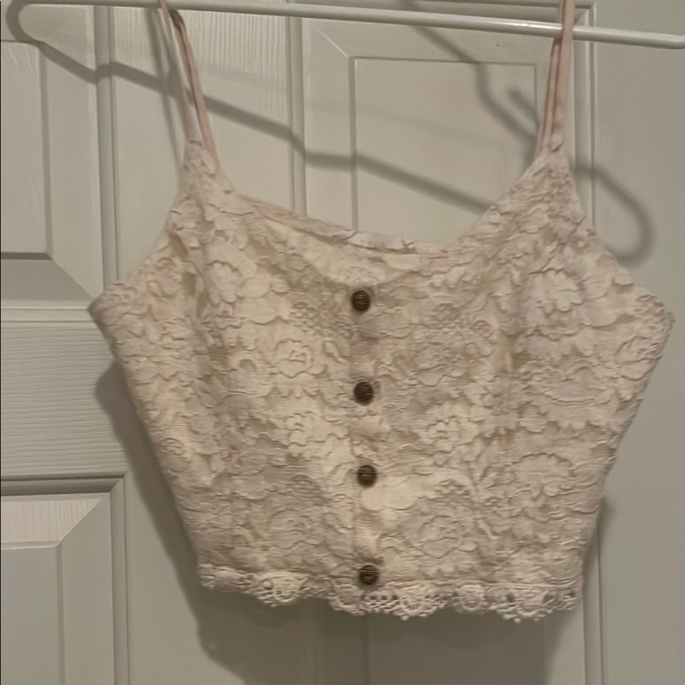 Lush Lace Button-Up Camisole - Cream